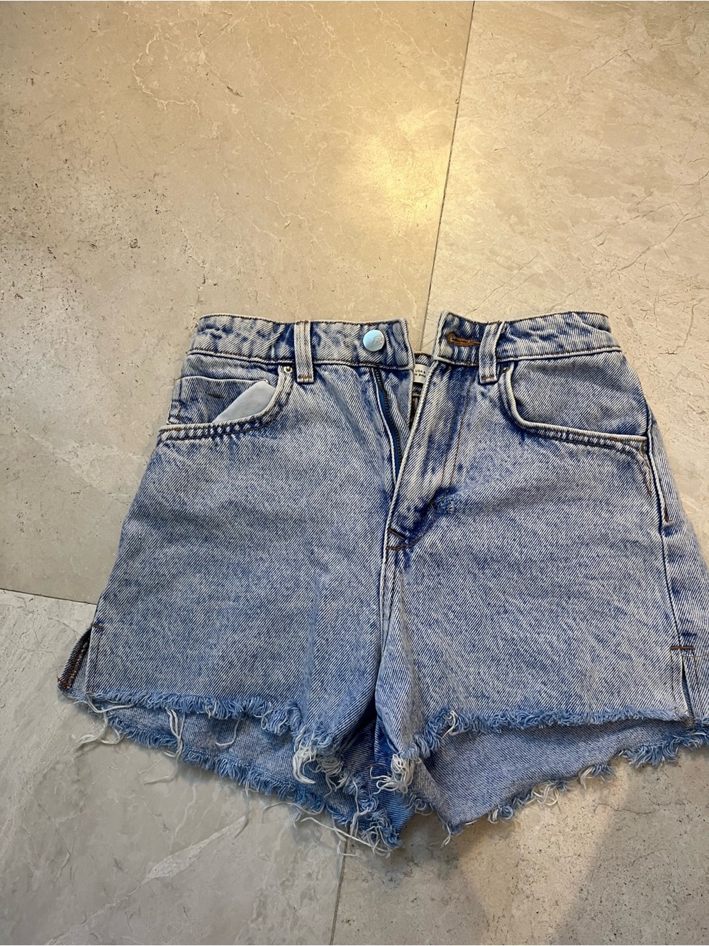Zara High-Waist Light Blue Denim Shorts